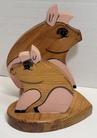 Vintage Pig Napkin Holder Wooden Farmhouse Country 70's Home Decor