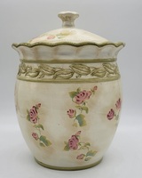 Cheri Blum for 222 Fifth Cheri's Roses Ceramic Canister with Lid 10.5"