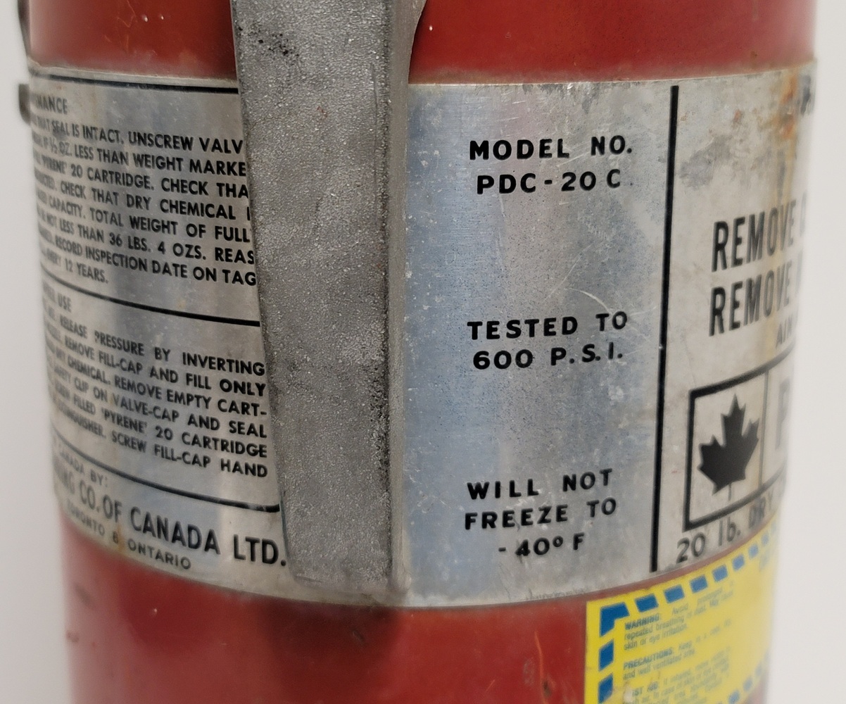 Vintage 1969 Pyrene PDC20C 20lb Dry Chemical Fire Extinguisher