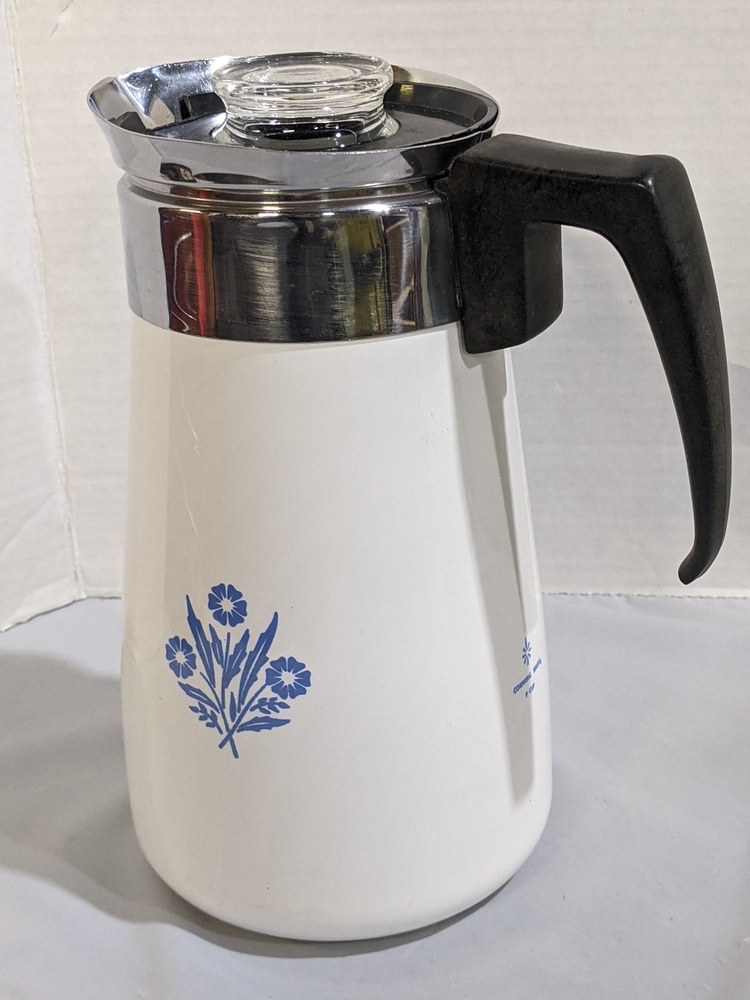 Retro Vintage Corning Ware Blue Cornflower Coffee Pot Percolator 9 cup 