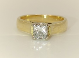Lady's 14 Karat Princess Cut Solitaire Diamond Ring