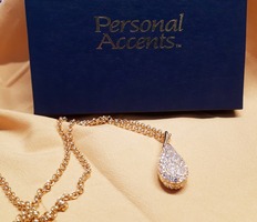 PERSONAL ACCENTS GOLD TONE ROLO NECKLACE WITH TEARDROP PENDANT
