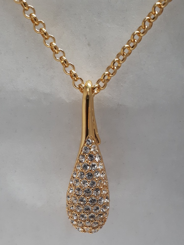 PERSONAL ACCENTS GOLD TONE ROLO NECKLACE WITH TEARDROP PENDANT