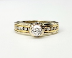14 Karat Gold Two Tone Diamond Engagement Ring Approx. 0.41 CTW