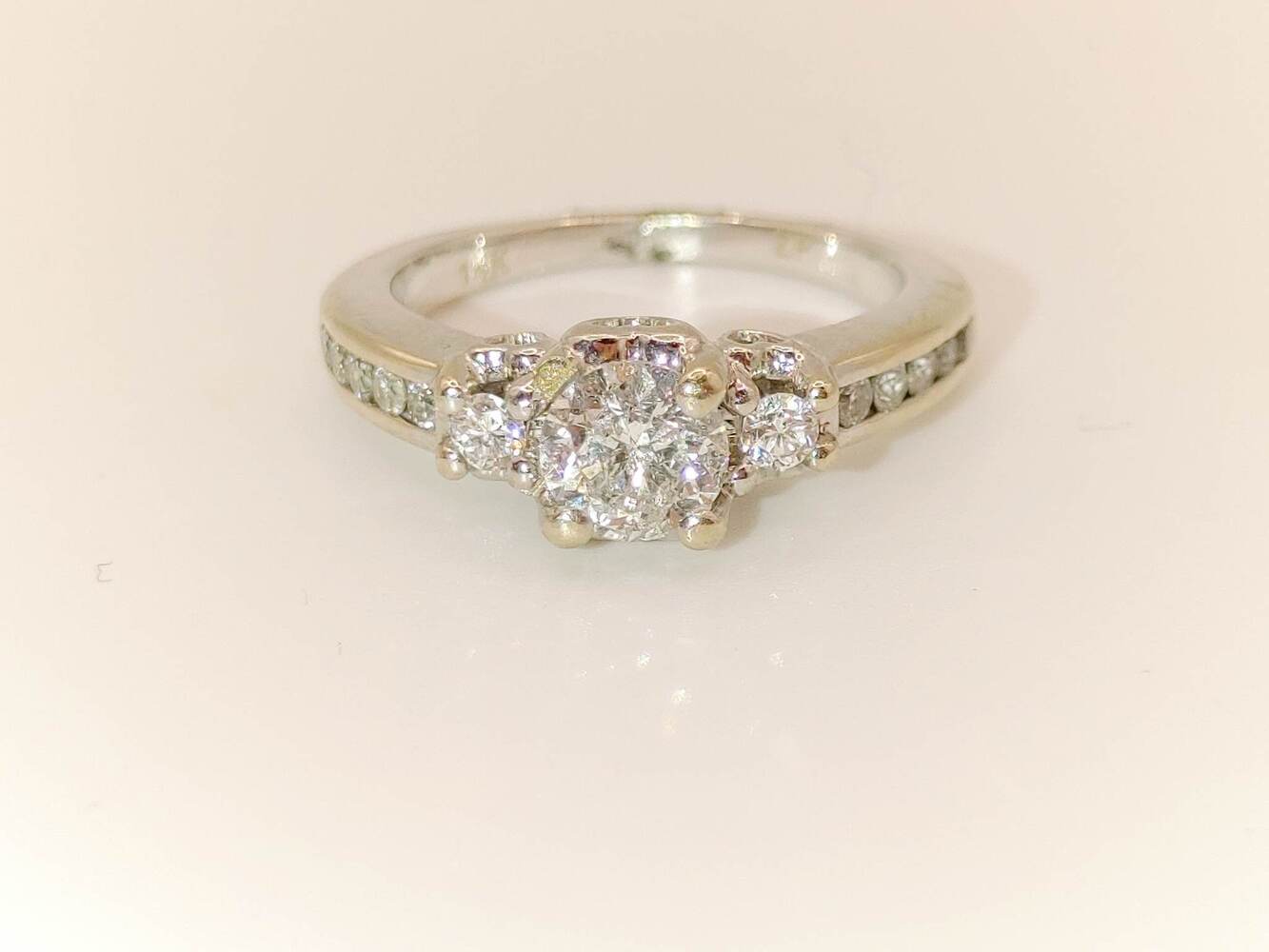 Lady's 14 Karat White Gold 3 Stone Engagement Ring 