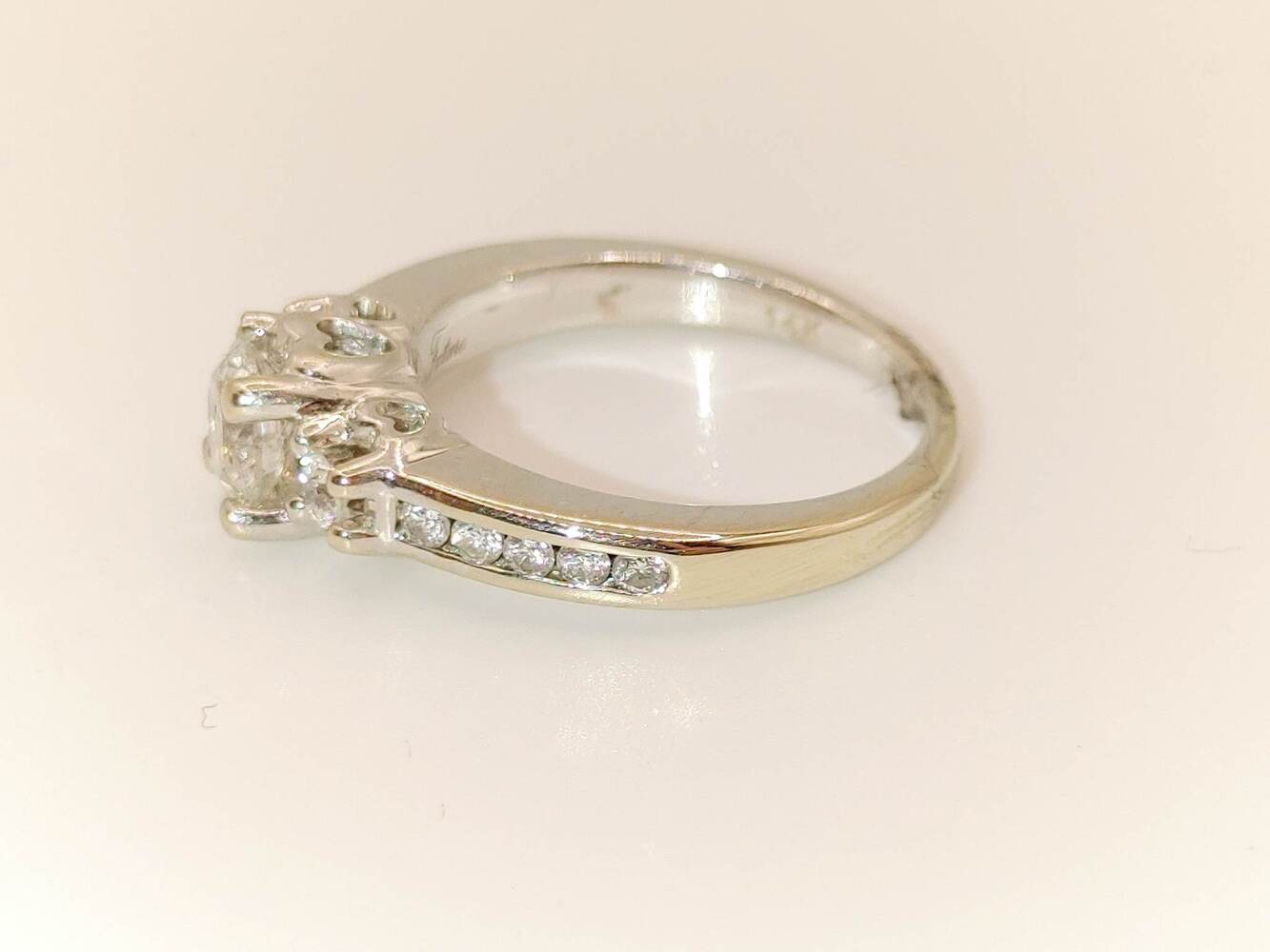Lady's 14 Karat White Gold 3 Stone Engagement Ring 