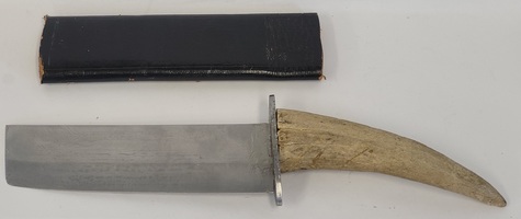 CUSTOM ANTLER HANDLE KNIFE WITH SHEATH 