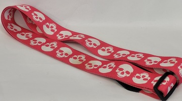 PINK AND WHITE SKULL GUITAR STRAP 