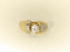 Ladies 14 Karat Two Tone Yellow Gold Engagement Ring