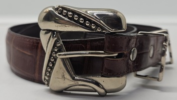 Vicenza Sport Tan Croc Embossed Italian Calfskin Leather Belt Size 28