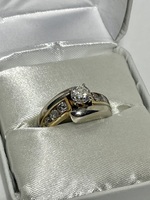 14 Karat Two Tone Yellow and White Gold 1.44ct Diamond Ring - Size: 6 +Appraisal