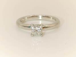 Lady's Platinum Princess Cut Solitaire Diamond Ring 