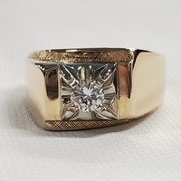 10-14 Karat Yellow and White Gold Diamond Solitaire Ring + Appraisal