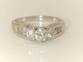 Lady's 18 Karat White Gold Engagement Ring 