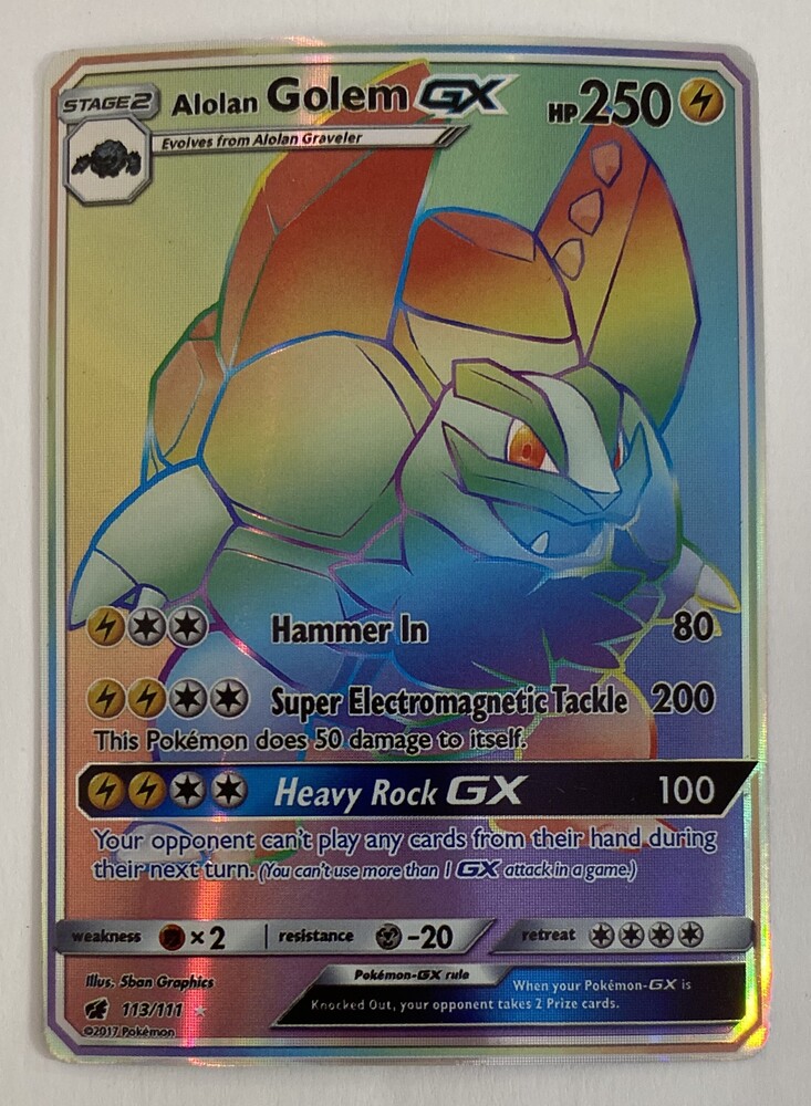Pokemon Alolan Golem GX 113/111 Full Art Avenue Shop Swap & Sell