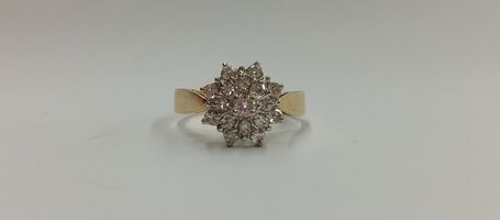 Ladies 14 Karat Yellow Gold Diamond Cluster