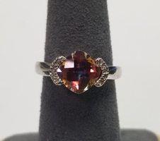10 Karat White Gold Ring - Size: 6.5 - Multi-Colored Stone
