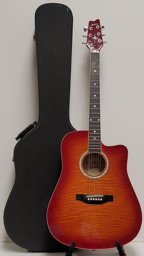 Montana EM105C-CS Tiger Red Burst Acoustic Electric Guitar + Hard Case