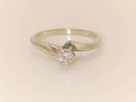 Lady's 14 Karat White Gold Solitaire Diamond Ring Size 6.25
