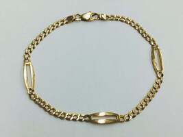 18 Karat Yellow Gold Curb and Bar Link Bracelet
