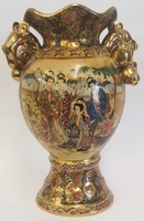 SATSUMA ORIENTAL FLORAL MOTIF VASE - 14 x 9"