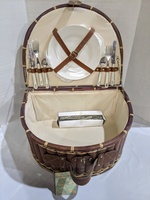 Bamboo Basket Picnic Set with Handle - Serves 4
