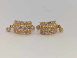 22 Karat Yellow Gold Earrings with Clear Stones