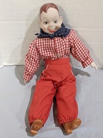 Vintage Howdy Doody Ventriloquist Doll with porcelain head, hands and feet 