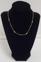 18 Karat Yellow Gold Curb Chain with Leaves - Size: 14.5-Inches