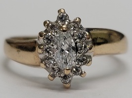 10 Karat Yellow Gold Ladies Cluster Ring - Size: 6.75