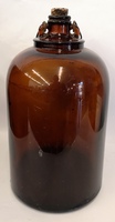 Antique Amber Glass Jug With Cork And  Wooden Handle