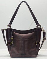 FOSSIL Women's Sam Shopper Leather Crossbody Bag in Claret Red 