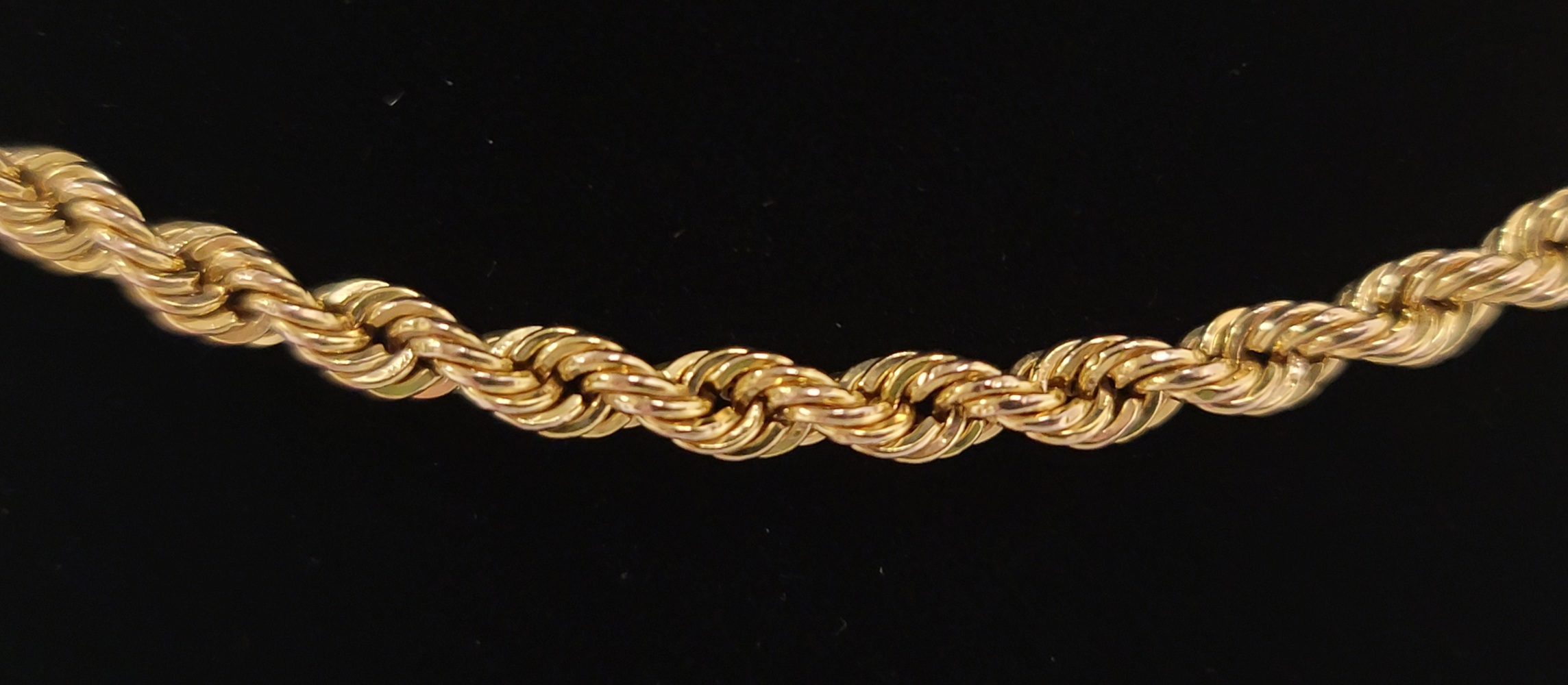 10 Karat Yellow Gold Rope Chain Necklace - Size: 30-Inch