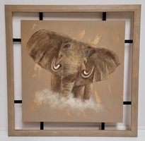 WOODEN ELEPHANT PAINTING