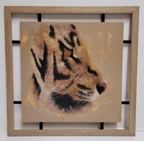 WOODEN TIGER PAINTING