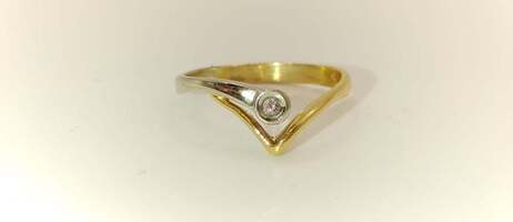 Lady's 18 Karat Two Tone Slave Style Ring with Diamond