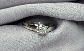 14K White Gold Diamond Solitaire Ring Approximate T.C.W. 0.65 Size 9
