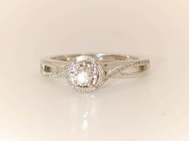 Lady's 10 Karat White Gold Engagement Ring Size 6.5