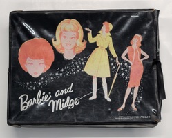 MATTEL 1964 BARBIE & MIDGE DOUBLE CARRY CASE - BLACK 