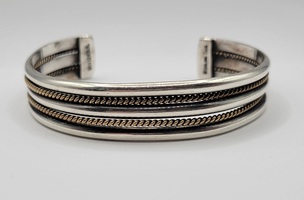 Vintage TAHE 0.925% Silver 1/20 12KGF Cuff Bracelet