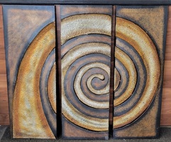 3 Piece Metal Wall Hanging Swirl Design - Brown & Gold 