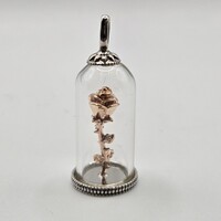 Enchanted Disney Belle Diamond Accent Rose Charm Sterling Silver & 10k Rose Gold