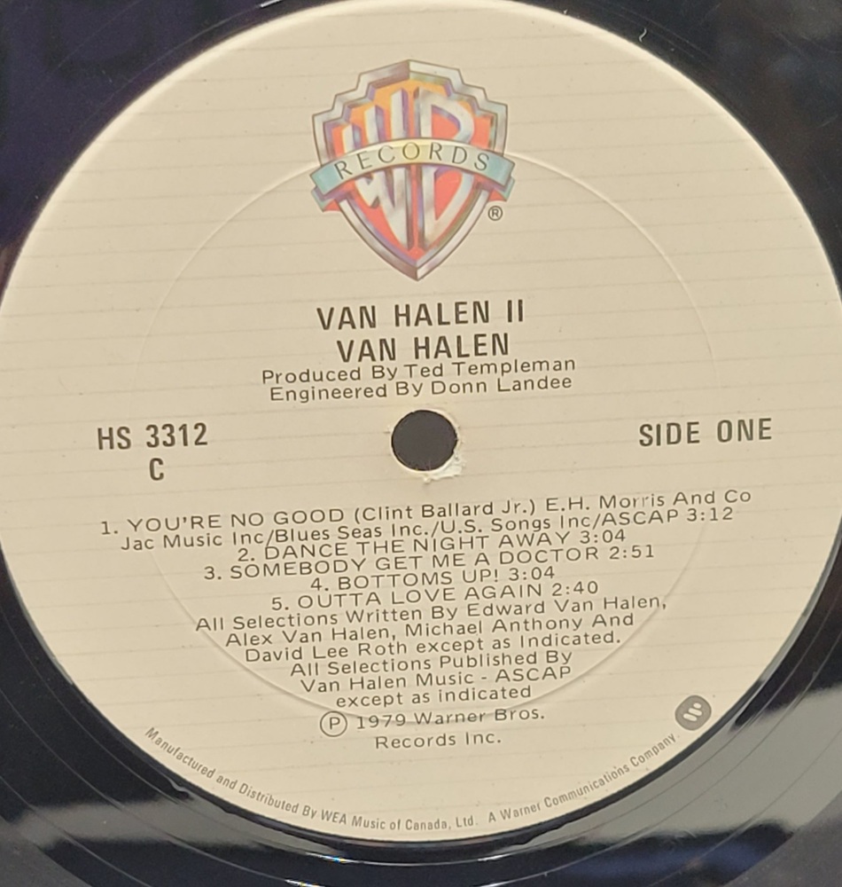 Vintage Van Halen Van Halen II Vinyl LP 1979 HS 3312 Canada