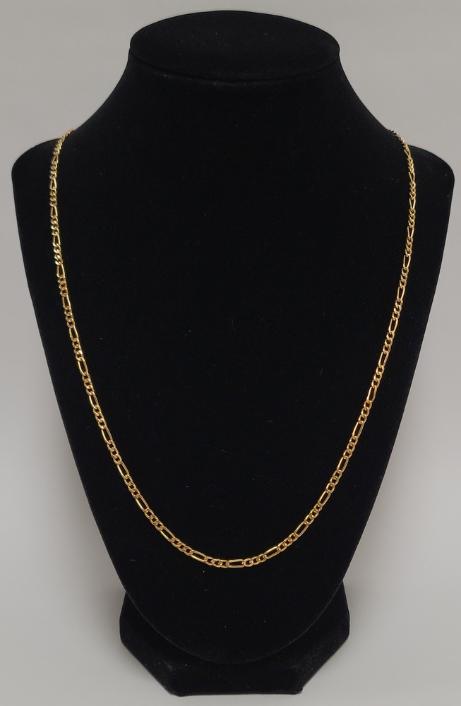 14 Karat Yellow Gold Figaro Chain Necklace - Size: 24-Inch