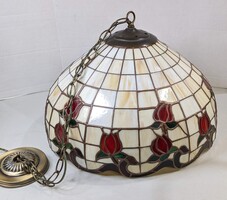 Tiffany Style Chandelier Rose Stained Glass 20
