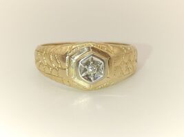 Men's 14 Karat Yellow Gold Solitaire Diamond Ring 