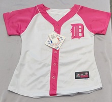 N.W.T. Majestic Detroit Tigers Justin Verlander Jersey - Pink & White Size Small