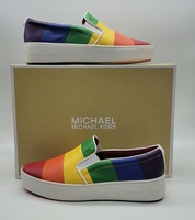 Michael Kors Dylan Rainbow Pride Collection Leather Slip-On Sneakers Size 8M 