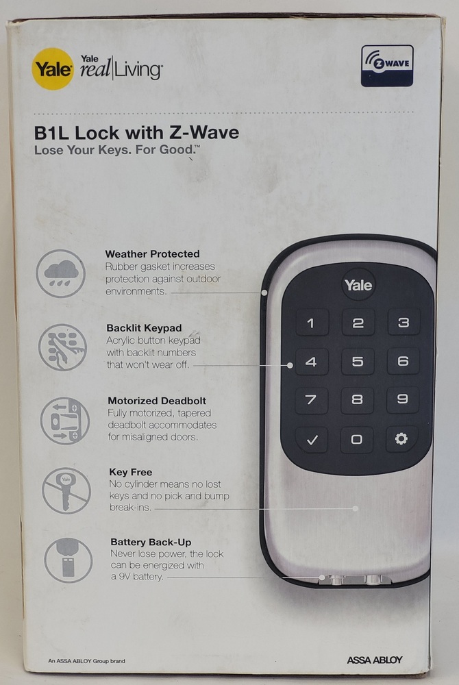 Yale Real Living B1L Z-Wave KEY-FREE Electronic PUSH-BUTON Deadbolt SMART LOCK