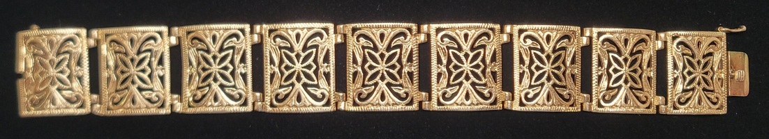 14 Karat Yellow Gold Filigree Cuff Bracelet - Size: 8-inch